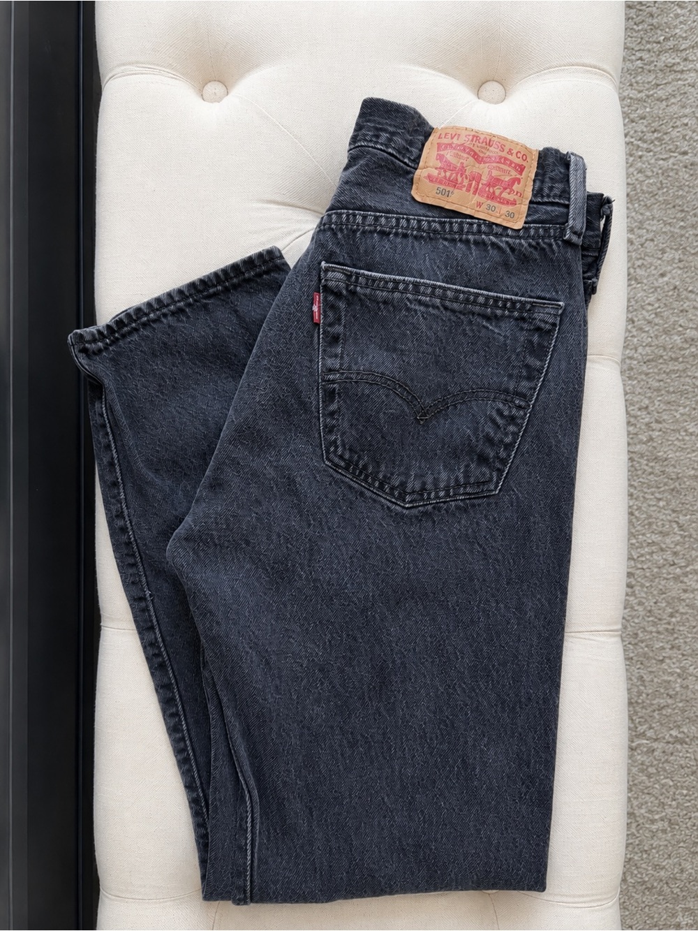 Levi’s 501 Original Black Washed Straight Leg Jeans W30 L30 (measured 30W 28L)